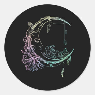 Gothic Wicca Crescent Pastel Gothic Moon Ronde Sticker