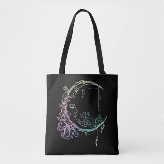 Gothic Wicca Crescent Pastel Gothic Moon Tote Bag (Voorkant)