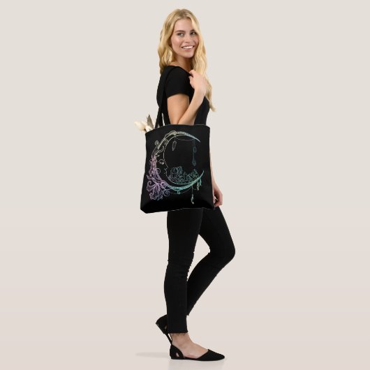 Gothic Wicca Crescent Pastel Gothic Moon Tote Bag (Op model)