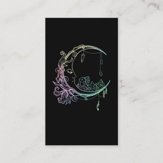 Gothic Wicca Crescent Pastel Gothic Moon Visitekaartje (Voorkant)