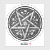 Gothic Wicca Pentagram Skulls Vinyl Cutout Sticker (Vel)