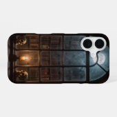 Gothic Window and Moon Library Case iPhone 16 Hoesje (Achterkant horizontaal)