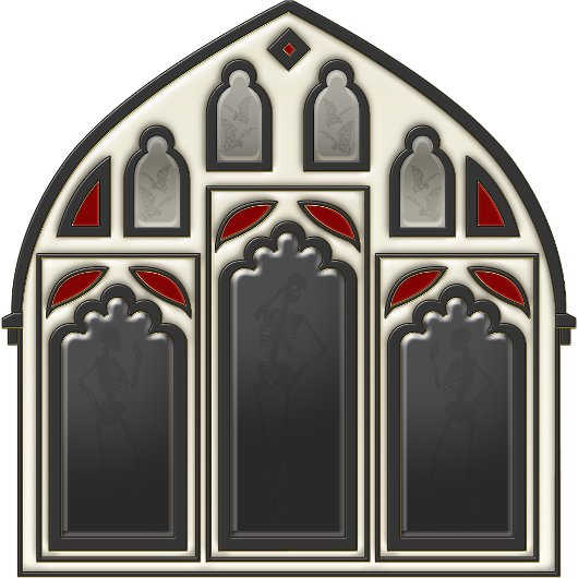 Gothic Window met Skeletten en vleermuizen op zwar Badmat