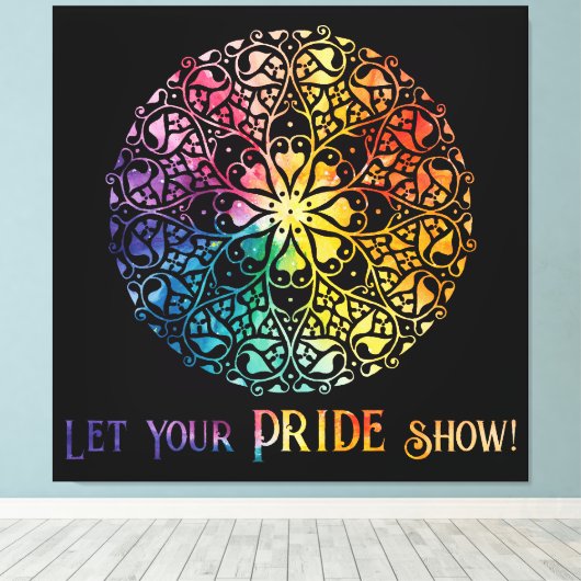 Gothic Window Rainbow Pride Canvas Afdruk (Insitu (Houten vloer))