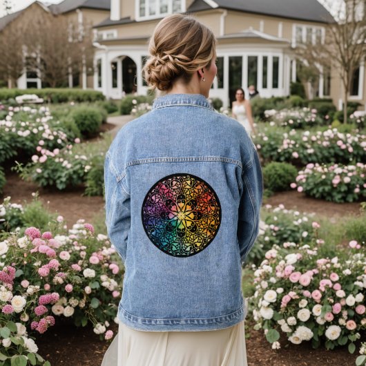 Gothic Window Rainbow Pride Denim Jacket (Huwelijk Achterkant)