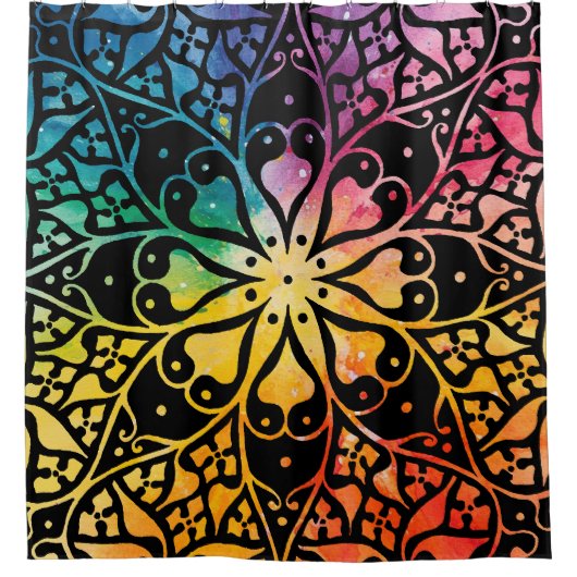 Gothic Window Rainbow Pride Douchegordijn (Voorkant)