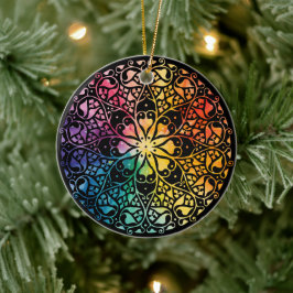 Gothic Window Rainbow Pride Keramisch Ornament