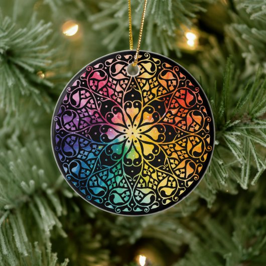 Gothic Window Rainbow Pride Keramisch Ornament (Boom)