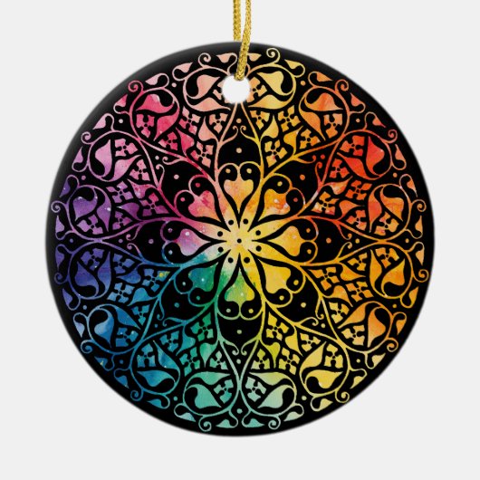 Gothic Window Rainbow Pride Keramisch Ornament (Voorkant)