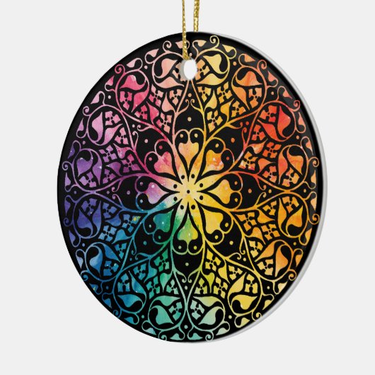 Gothic Window Rainbow Pride Keramisch Ornament (Links)