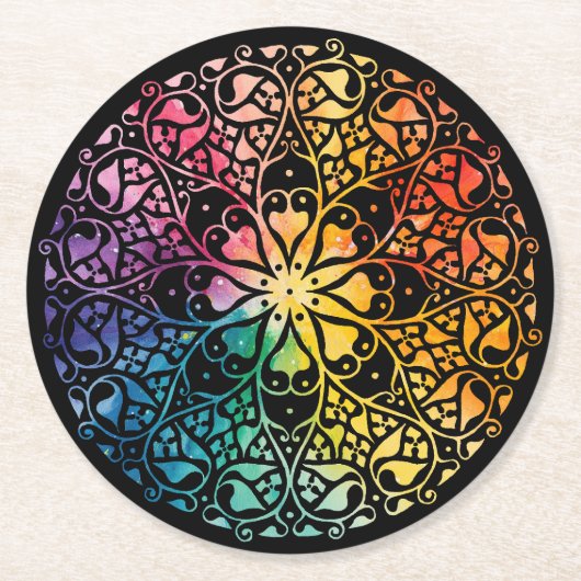 Gothic Window Rainbow Pride Ronde Kartonnen Onderzetter (Voorkant)