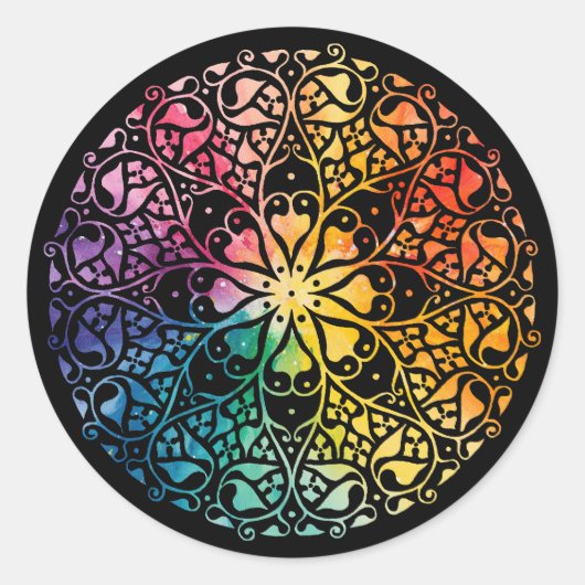 Gothic Window Rainbow Pride Ronde Sticker (Voorkant)