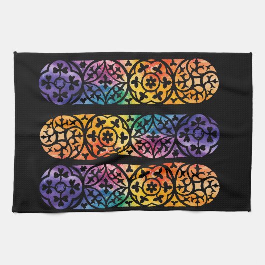 Gothic Window Rainbow Pride Theedoek (Horizontaal)