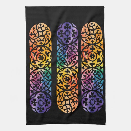 Gothic Window Rainbow Pride Theedoek (Verticaal)
