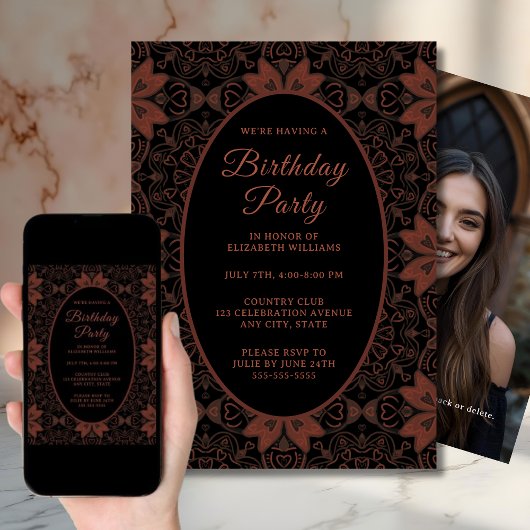 Gothic Wine Black Birthday Party Invitation Gothic Kaart