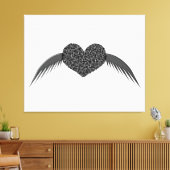 Gothic Winged Love Heart Canvas Print (Insitu (Woonkamer))