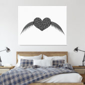 Gothic Winged Love Heart Canvas Print (Insitu (Slaapkamer))