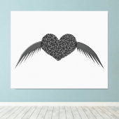 Gothic Winged Love Heart Canvas Print (Insitu (Houten vloer))