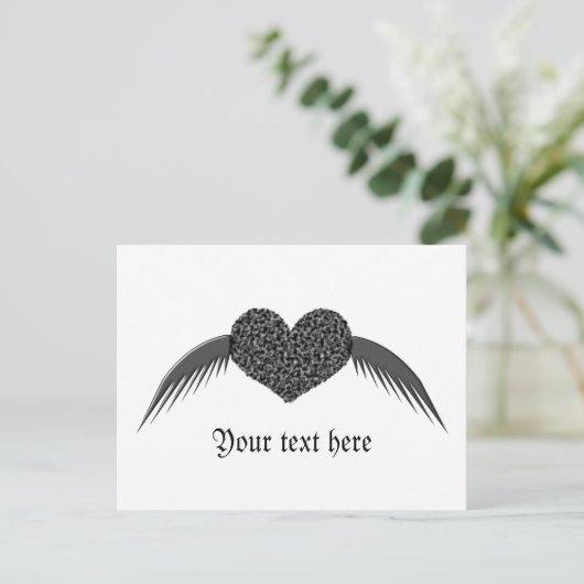 Gothic Winged Love Heart Custom Briefkaart (Staand voorkant)