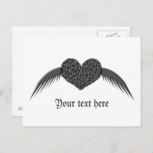 Gothic Winged Love Heart Custom Briefkaart (Voorkant / Achterkant)