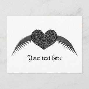Gothic Winged Love Heart Custom Briefkaart