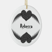 Gothic Winged Love Heart Custom Medallion Keramisch Ornament (Rechts)