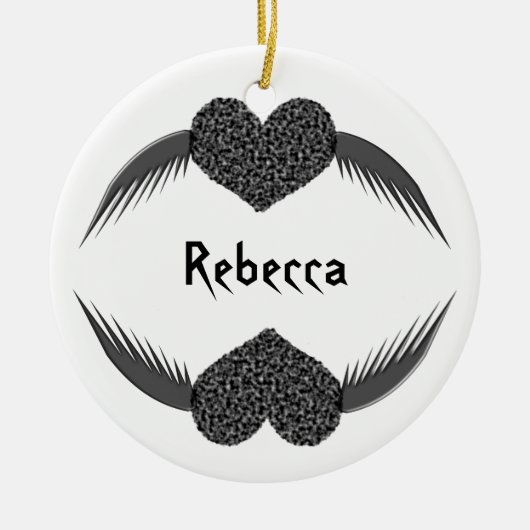 Gothic Winged Love Heart Custom Medallion Keramisch Ornament (Voorkant)