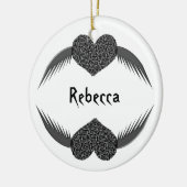 Gothic Winged Love Heart Custom Medallion Keramisch Ornament (Links)