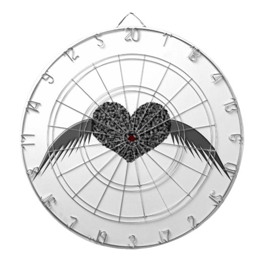 Gothic Winged Love Heart Dart Board Dartbord (Voorkant)