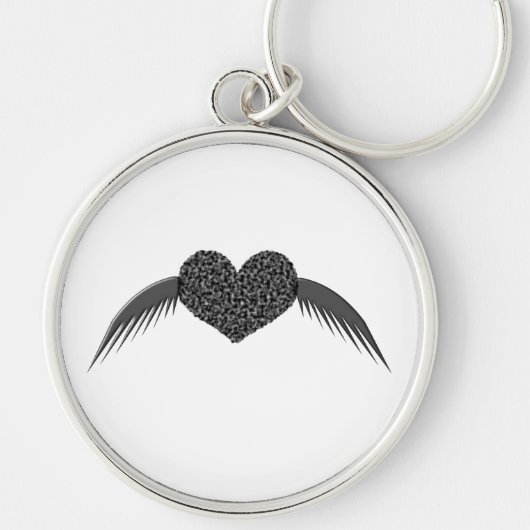 Gothic Winged Love Heart Keychain (Voorkant)