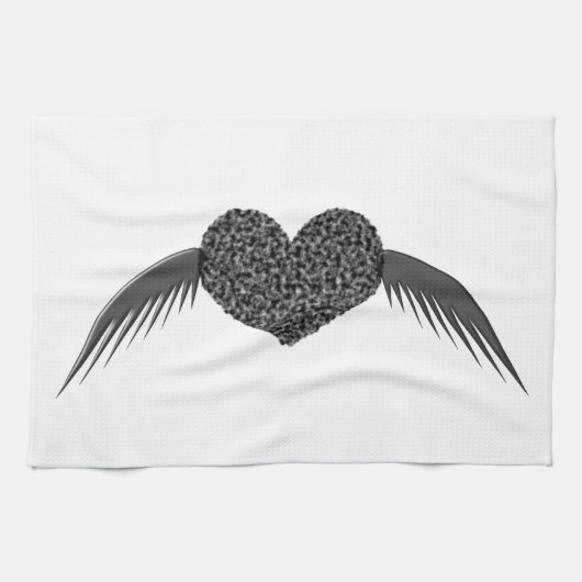 Gothic Winged Love Heart Kitchen Towel Theedoek (Horizontaal)