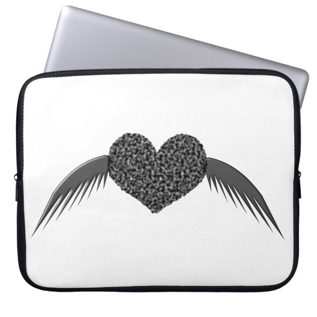 Gothic Winged Love Heart-laptop Laptop Sleeve (Voorkant)