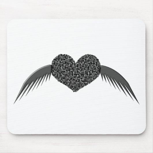 Gothic Winged Love Heart Mousepad Muismat (Voorkant)
