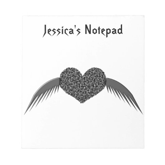 Gothic Winged Love Heart  Notepad Notitieblok (Voorkant)