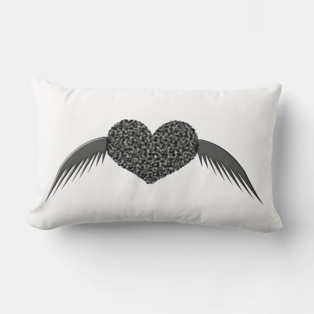 Gothic Winged Love Heart Pillow Kussen (Voorkant)