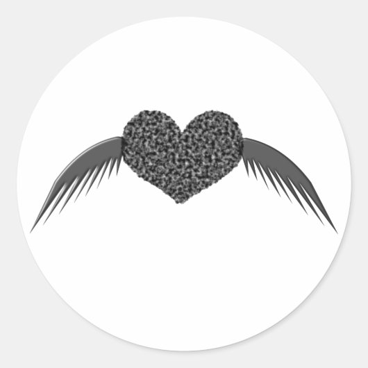Gothic Winged Love Heart Sticker (Voorkant)