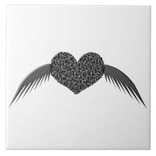 Gothic Winged Love Heart Tegel Tegeltje
