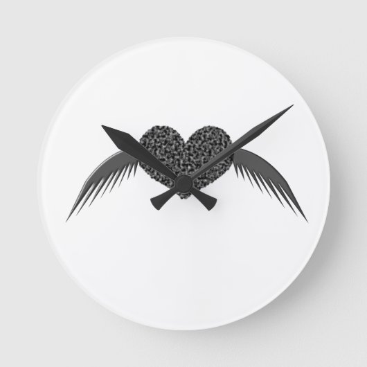Gothic Winged Love Heart Wall klok (Voorkant)