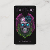 Gothic Winged Skull Modern Tattoo Studio QR Code Visitekaartje (Voorkant)