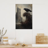 Gothic Winter Raven Crow Xmas Wreath Art Poster (Keuken)