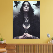 Gothic Witch Black Crow Canvas Afdruk (Insitu (Woonkamer))