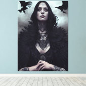 Gothic Witch Black Crow Canvas Afdruk (Insitu (Houten vloer))