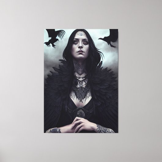 Gothic Witch Black Crow Canvas Afdruk (Voorkant)
