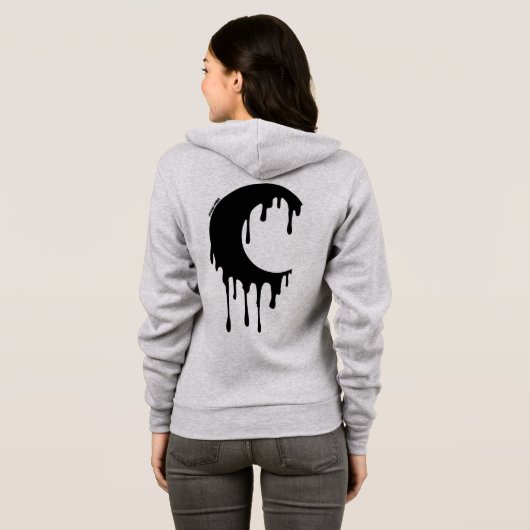 Gothic Witch Black Dripping Moon Silhouette Hoodie (Achterkant volledig)