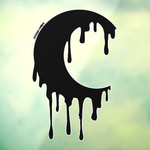 Gothic Witch Black Dripping Moon Silhouette Raamsticker