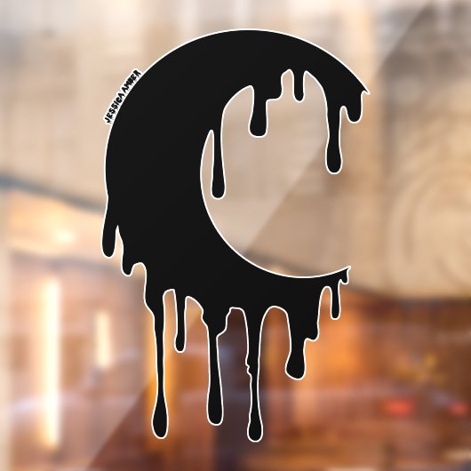 Gothic Witch Black Dripping Moon Silhouette Raamsticker (Vel 2)