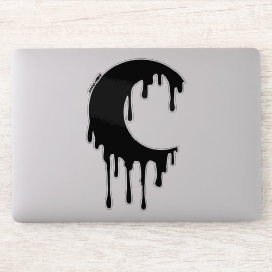 Gothic Witch Black Dripping Moon Silhouette Sticker (Computer)