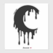 Gothic Witch Black Dripping Moon Silhouette Sticker (Vel)