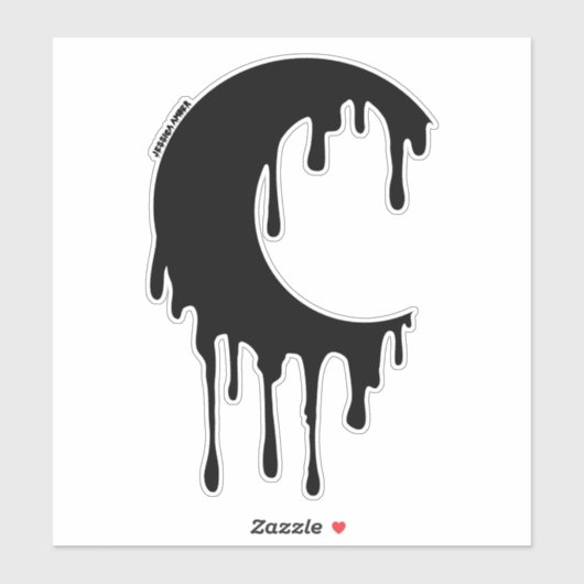 Gothic Witch Black Dripping Moon Silhouette Sticker (Vel)