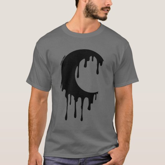 Gothic Witch Black Dripping Moon Silhouette T-shirt (Voorkant)